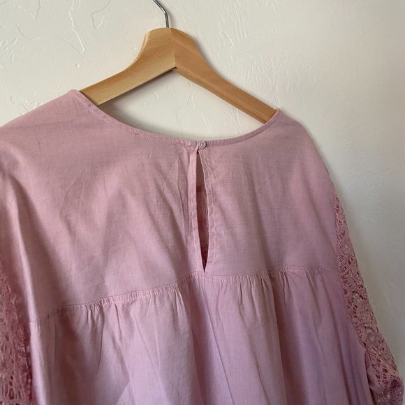 Lane Bryant Baby Pink Crochet Lace Ruffle Sleeve Top size 26/28 - Picture 9 of 9